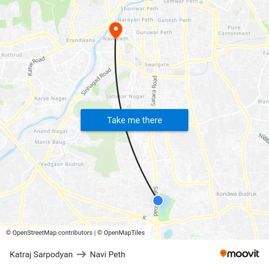 Katraj Sarpodyan to Navi Peth map