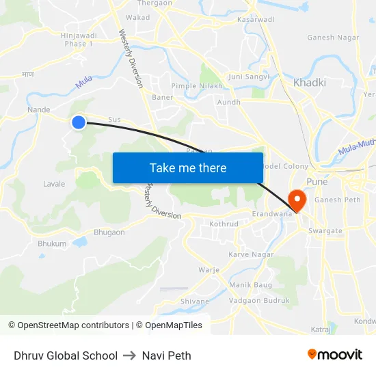 Dhruv Global School to Navi Peth map