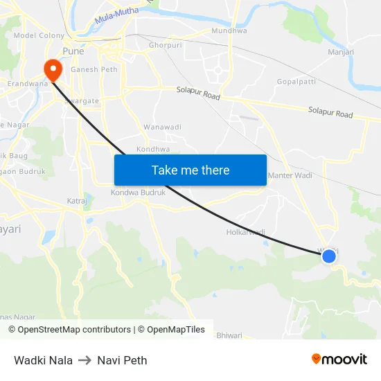 Wadki Nala to Navi Peth map