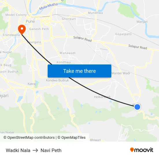 Wadki Nala to Navi Peth map