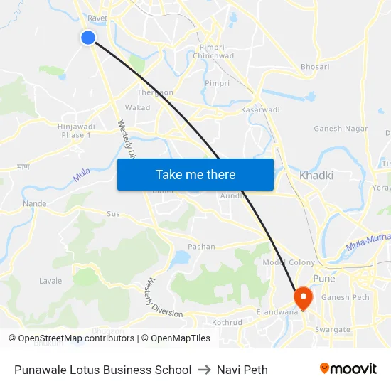 Punawale Lotus Business School to Navi Peth map