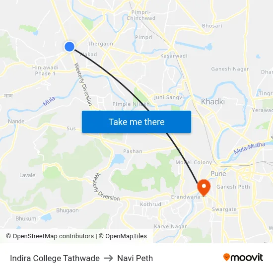 Indira College Tathwade to Navi Peth map