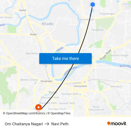 Om Chaitanya Nagari to Navi Peth map