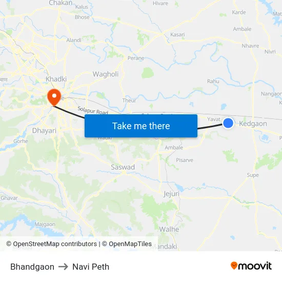 Bhandgaon to Navi Peth map