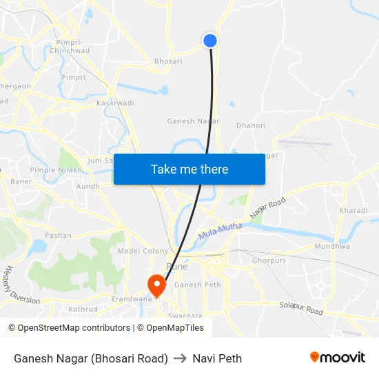 Ganesh Nagar (Bhosari Road) to Navi Peth map