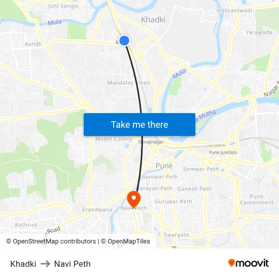 Khadki to Navi Peth map