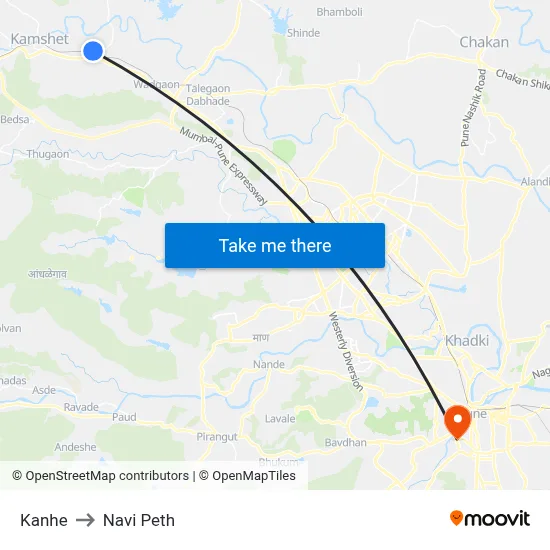 Kanhe to Navi Peth map