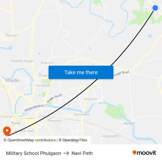 Military School Phulgaon to Navi Peth map