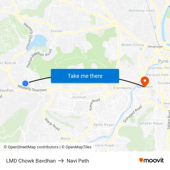 LMD Chowk Bavdhan to Navi Peth map