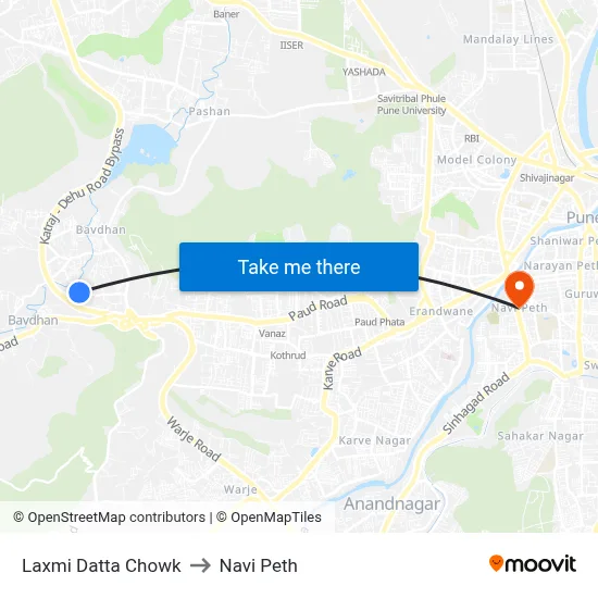 Laxmi Datta Chowk to Navi Peth map