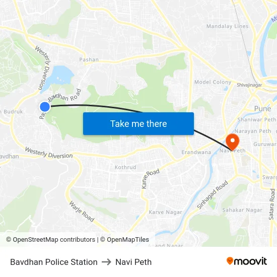 Bavdhan Police Station to Navi Peth map