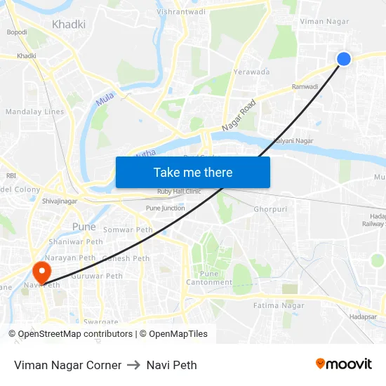 Viman Nagar Corner to Navi Peth map