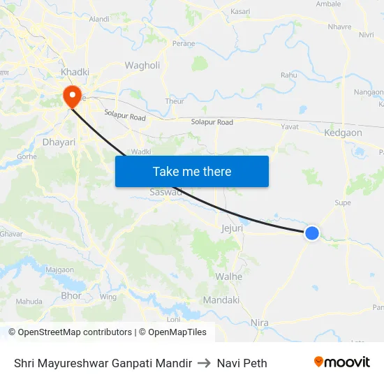Shri Mayureshwar Ganpati Mandir to Navi Peth map