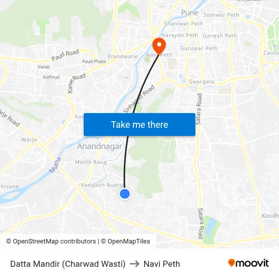 Datta Mandir (Charwad Wasti) to Navi Peth map