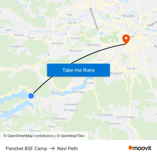 Panshet BSF Camp to Navi Peth map