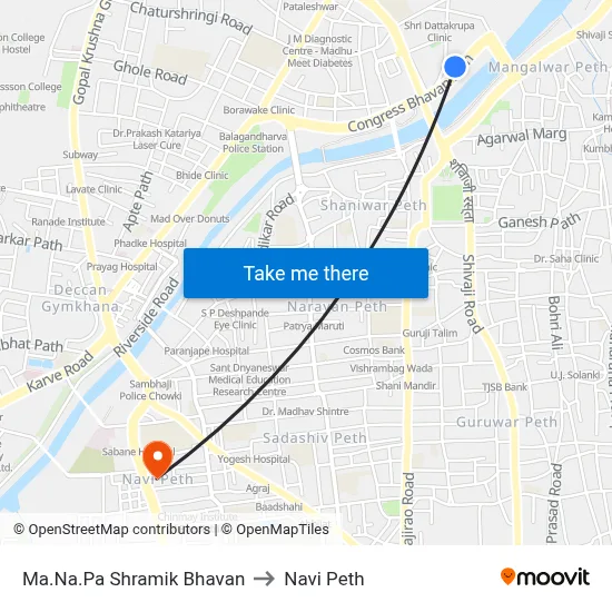 Ma.Na.Pa Shramik Bhavan to Navi Peth map