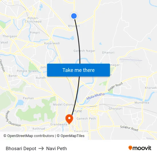 Bhosari Depot to Navi Peth map