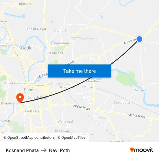 Kesnand Phata to Navi Peth map