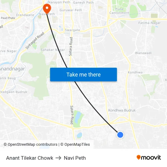 Anant Tilekar Chowk to Navi Peth map
