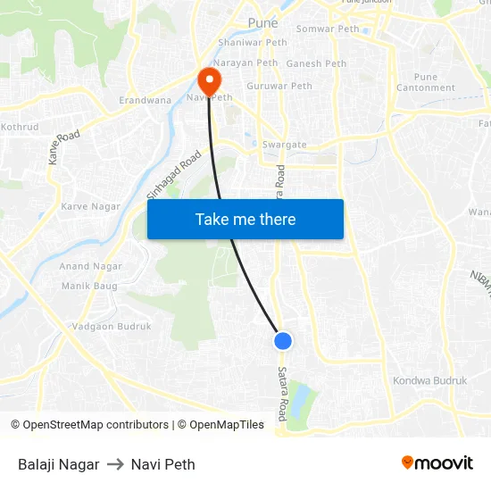Balaji Nagar BRTS to Navi Peth map