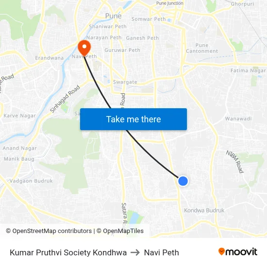 Kumar Pruthvi Society Kondhwa to Navi Peth map