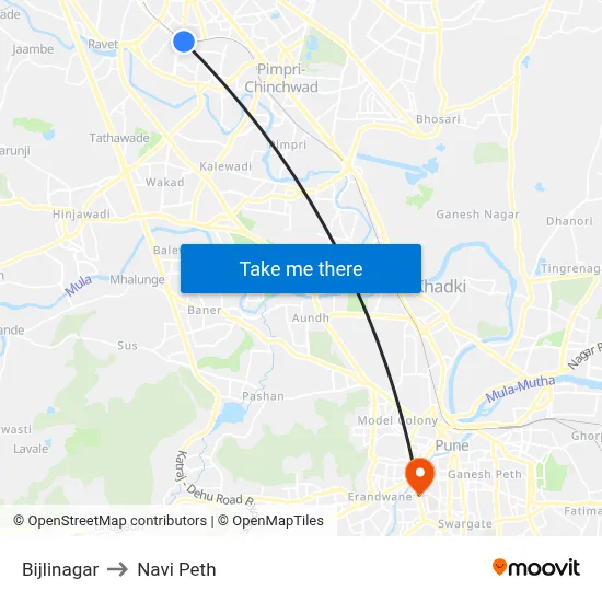 Bijlinagar to Navi Peth map
