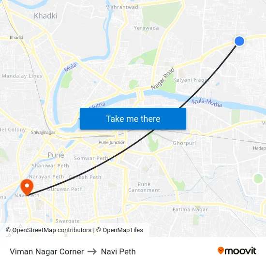 Viman Nagar Corner to Navi Peth map
