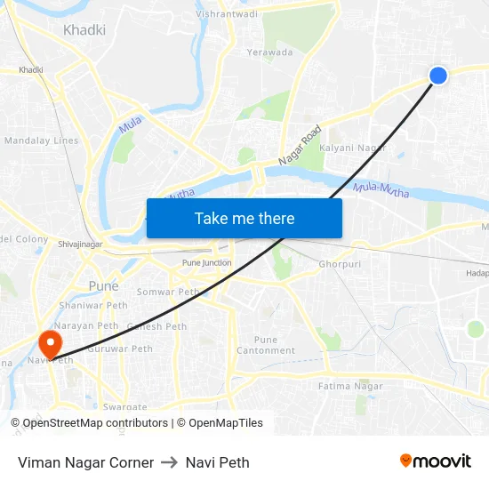 Viman Nagar Corner to Navi Peth map