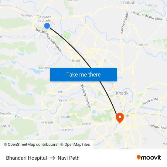 Bhandari Hospital to Navi Peth map