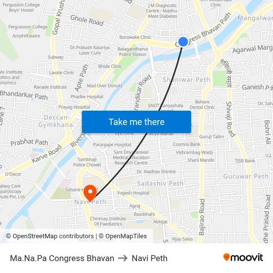 Ma.Na.Pa Congress Bhavan to Navi Peth map