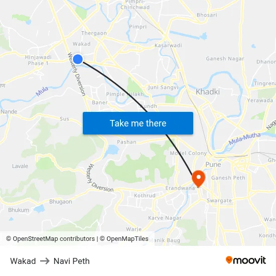 Wakad to Navi Peth map