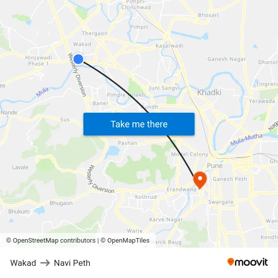 Wakad to Navi Peth map