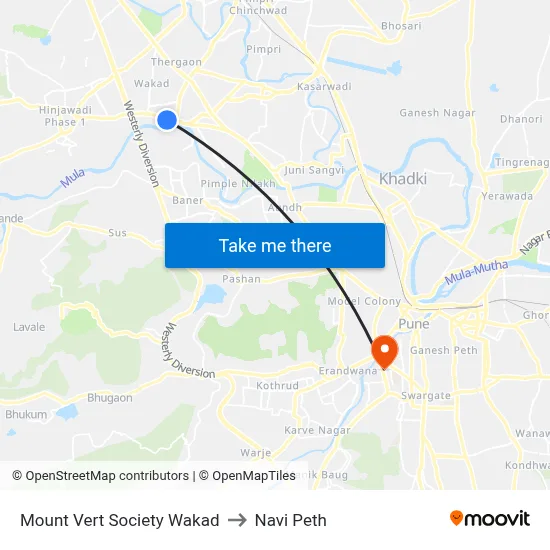Mount Vert Society Wakad to Navi Peth map