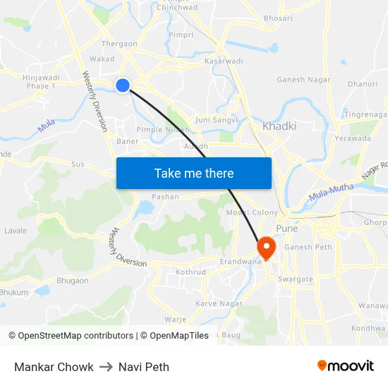 Mankar Chowk to Navi Peth map