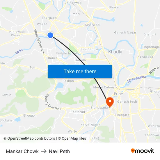 Mankar Chowk to Navi Peth map