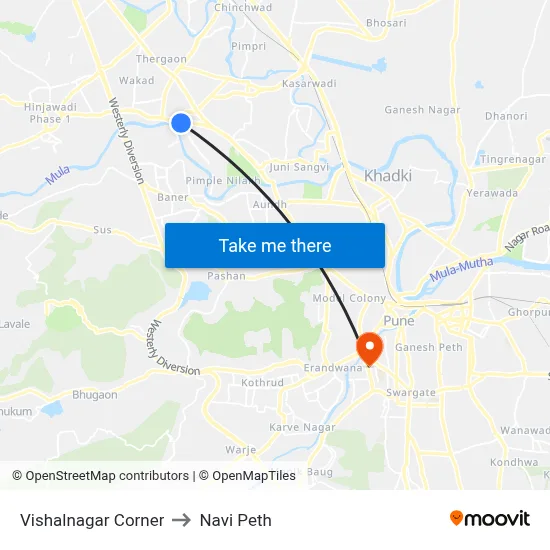Vishalnagar Corner to Navi Peth map