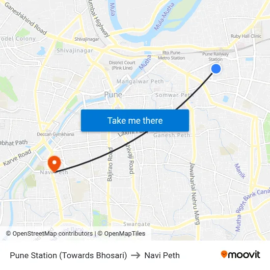 Pune Station (Towards Bhosari) to Navi Peth map