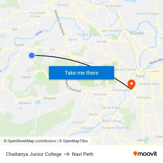 Chaitanya Junior College to Navi Peth map