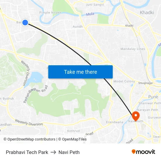 Prabhavi Tech Park to Navi Peth map