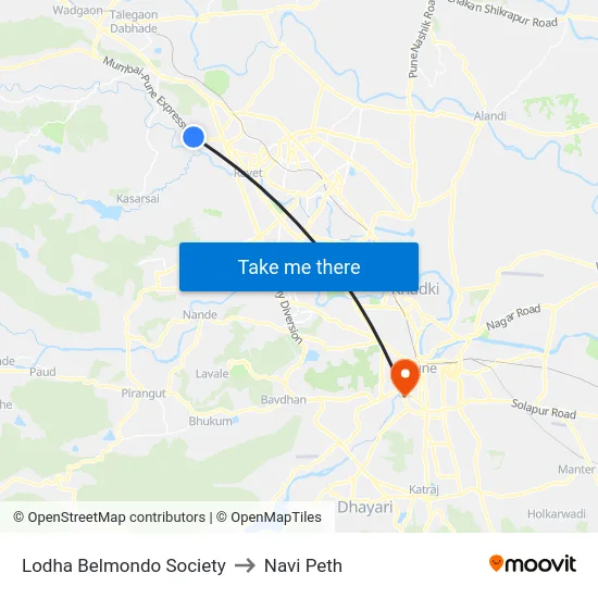 Lodha Belmondo Society to Navi Peth map
