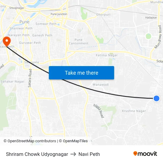 Shriram Chowk Udyognagar to Navi Peth map