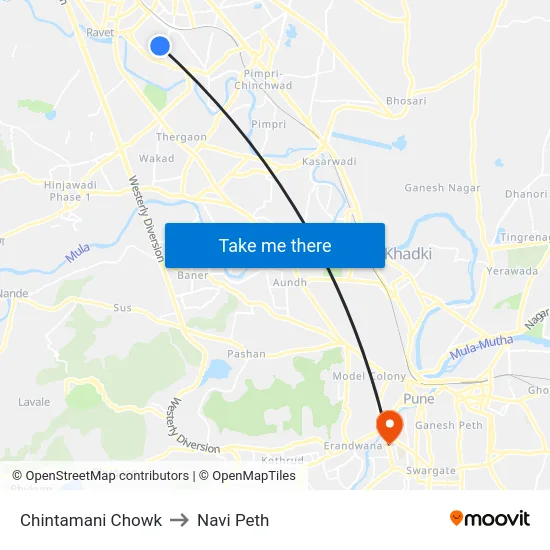 Chintamani Chowk to Navi Peth map