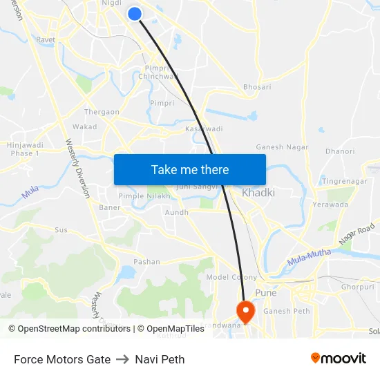 Force Motors Gate to Navi Peth map