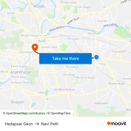 Hadapsar Gaon to Navi Peth map
