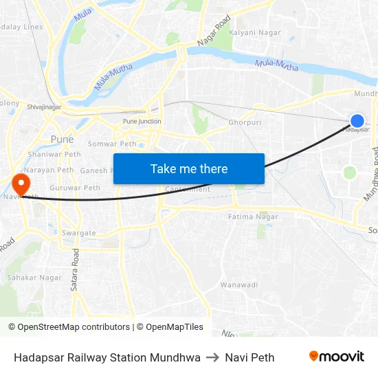Hadapsar Railway Station Mundhwa to Navi Peth map
