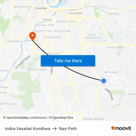 Indira Vasahat Kondhwa to Navi Peth map