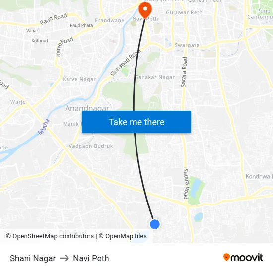 Shani Nagar to Navi Peth map