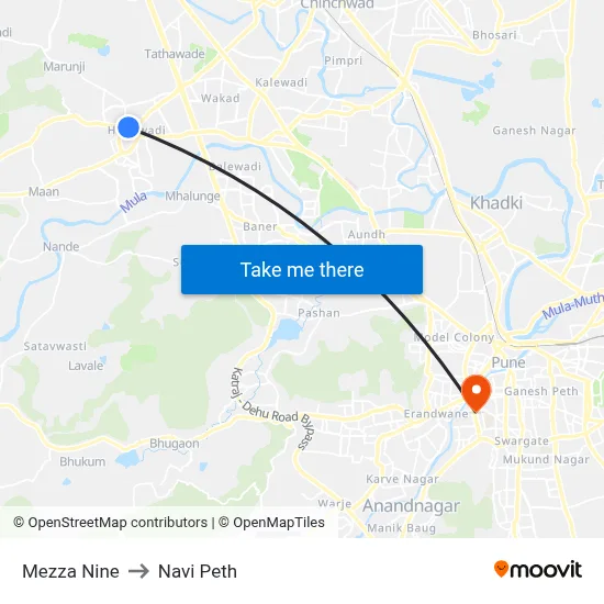 Mezza Nine to Navi Peth map