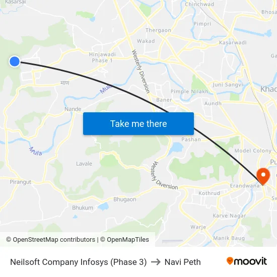 Neilsoft Company Infosys (Phase 3) to Navi Peth map