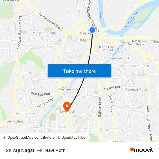Shivaji Nagar to Navi Peth map
